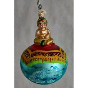 Glass Ornament "Magic Carpet Ride" Hand Painted Made in Poland Radko Inspired